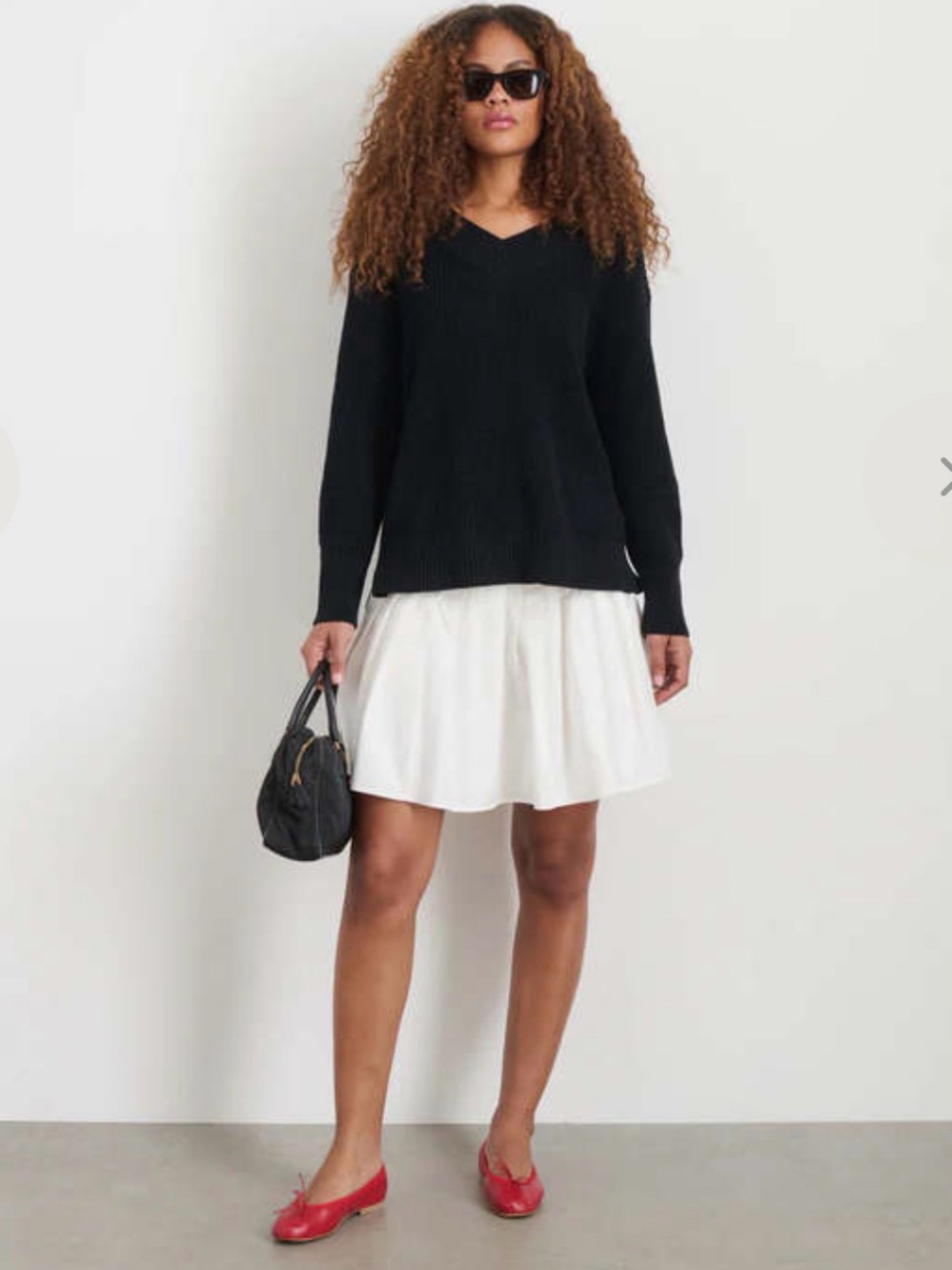 Alex mill Arielle v neck linen cotton sweater small black